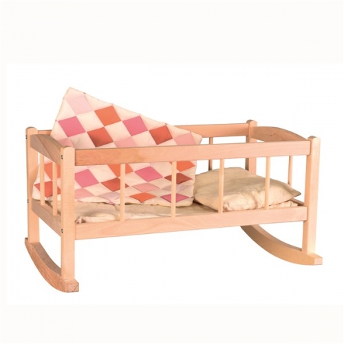 Poussette en bois avec tissu naturel pour poupées Egmont Toys - Fabriqué en  Europe