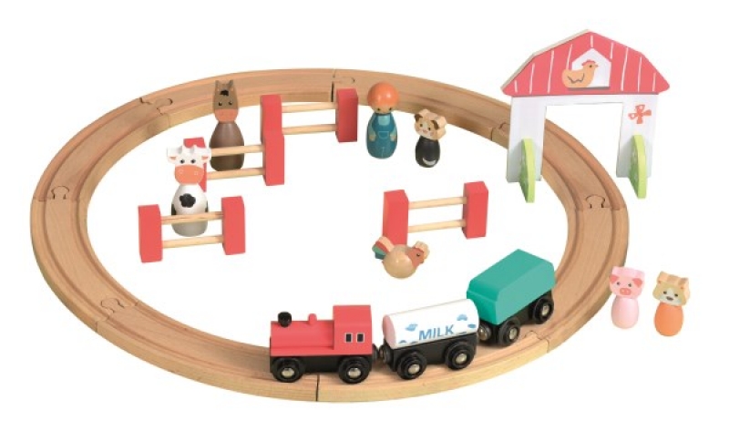 wooden farm train set